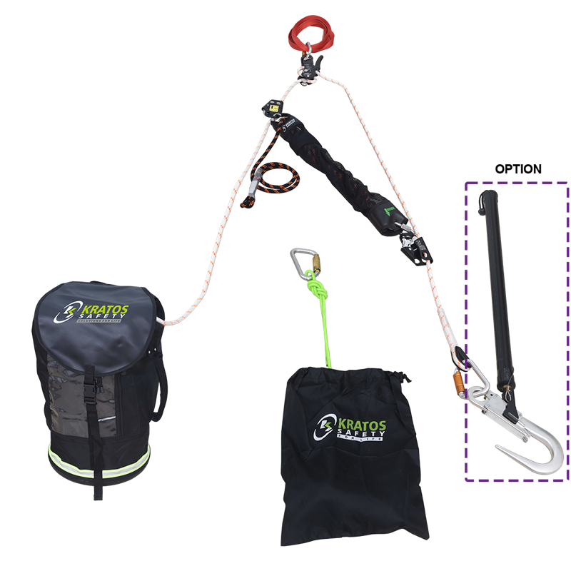 Kit universal de evacuación manual con 20m de longitud de cuerda - KRATOS